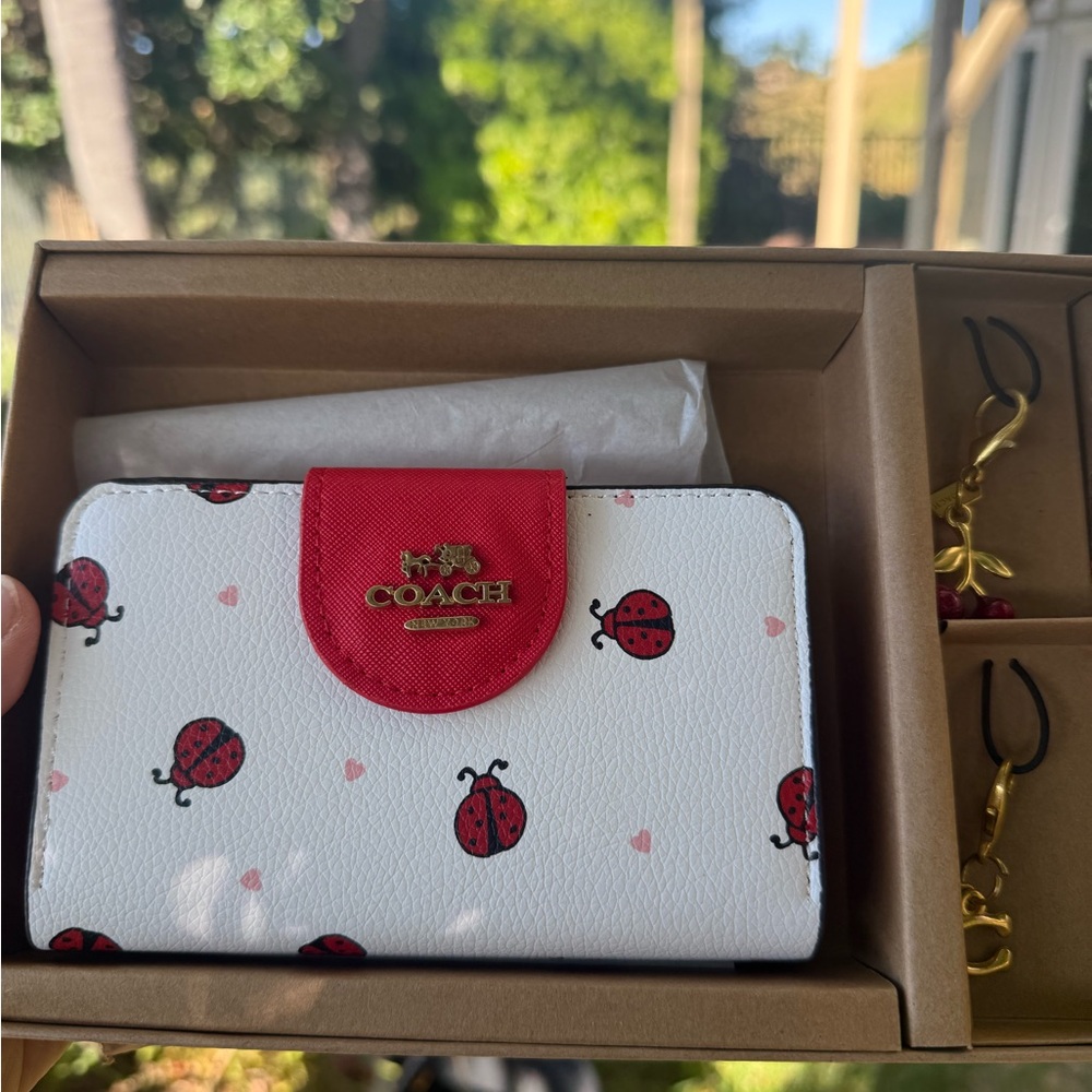 Coach Kids Ladybug Print Wallet - Red and White